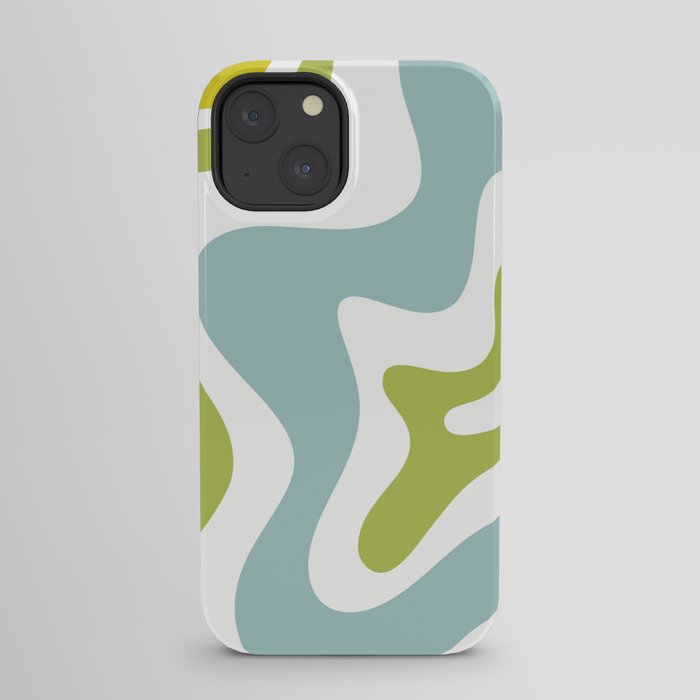 Retro Liquid Swirl Abstract Pattern Square Spring Green Ice Blue White iPhone Case Gallery Image 21