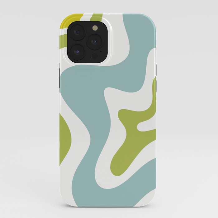Retro Liquid Swirl Abstract Pattern Square Spring Green Ice Blue White iPhone Case Gallery Image 40