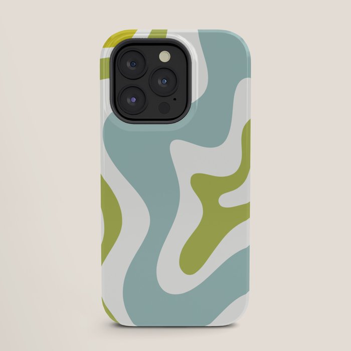 Retro Liquid Swirl Abstract Pattern Square Spring Green Ice Blue White iPhone Case Gallery Image 27
