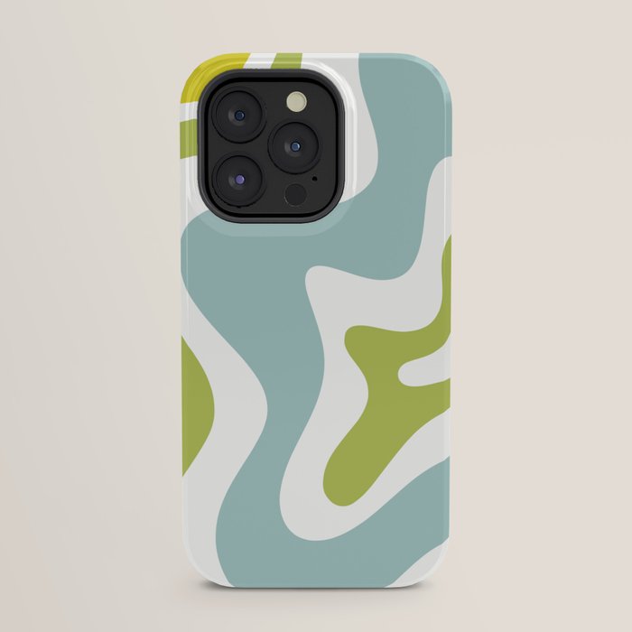 Retro Liquid Swirl Abstract Pattern Square Spring Green Ice Blue White iPhone Case Gallery Image 23