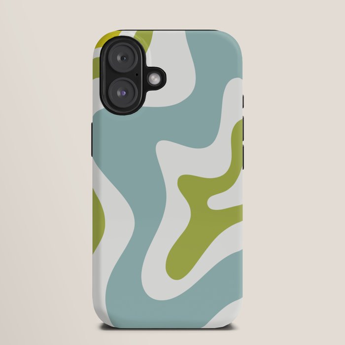 Retro Liquid Swirl Abstract Pattern Square Spring Green Ice Blue White iPhone Case Gallery Image 9