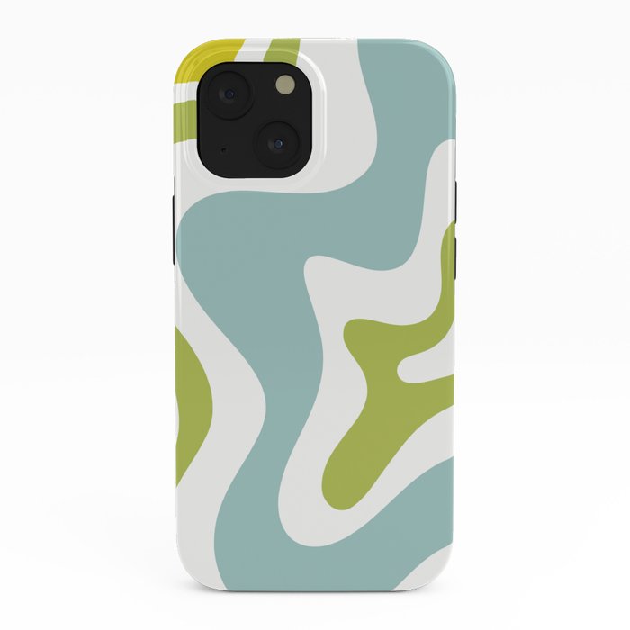 Retro Liquid Swirl Abstract Pattern Square Spring Green Ice Blue White iPhone Case Gallery Image 38