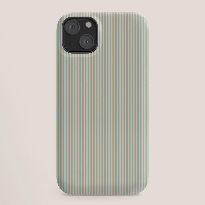 Ultra Fine Stripes Vertical Minimalist Pattern in Light Celadon Blue Green and Cream iPhone Case Gallery Image 18