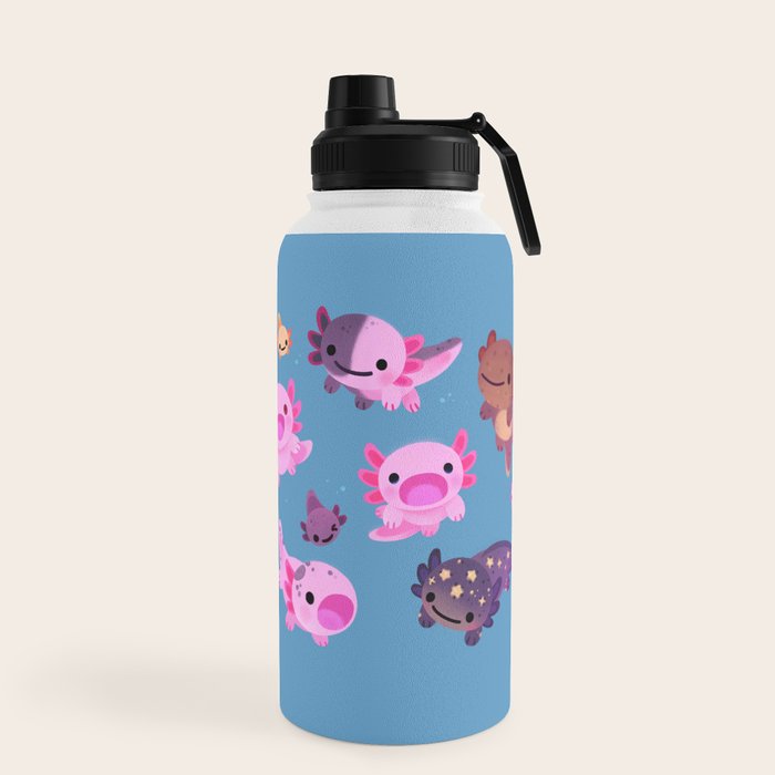 Happy axolotl - blue Water Bottle Gallery Image 5