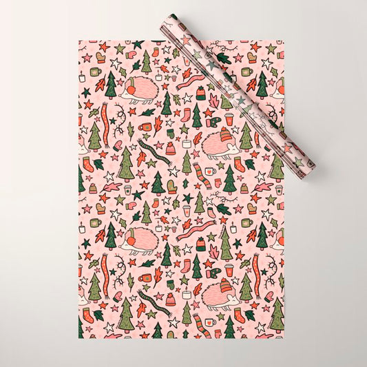 Hedgehog in Winter Print Wrapping Paper Gallery Image 1