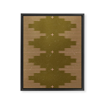 Southwestern Minimalist Retro Green & Pink Framed Canvas Print Gallery Image 1