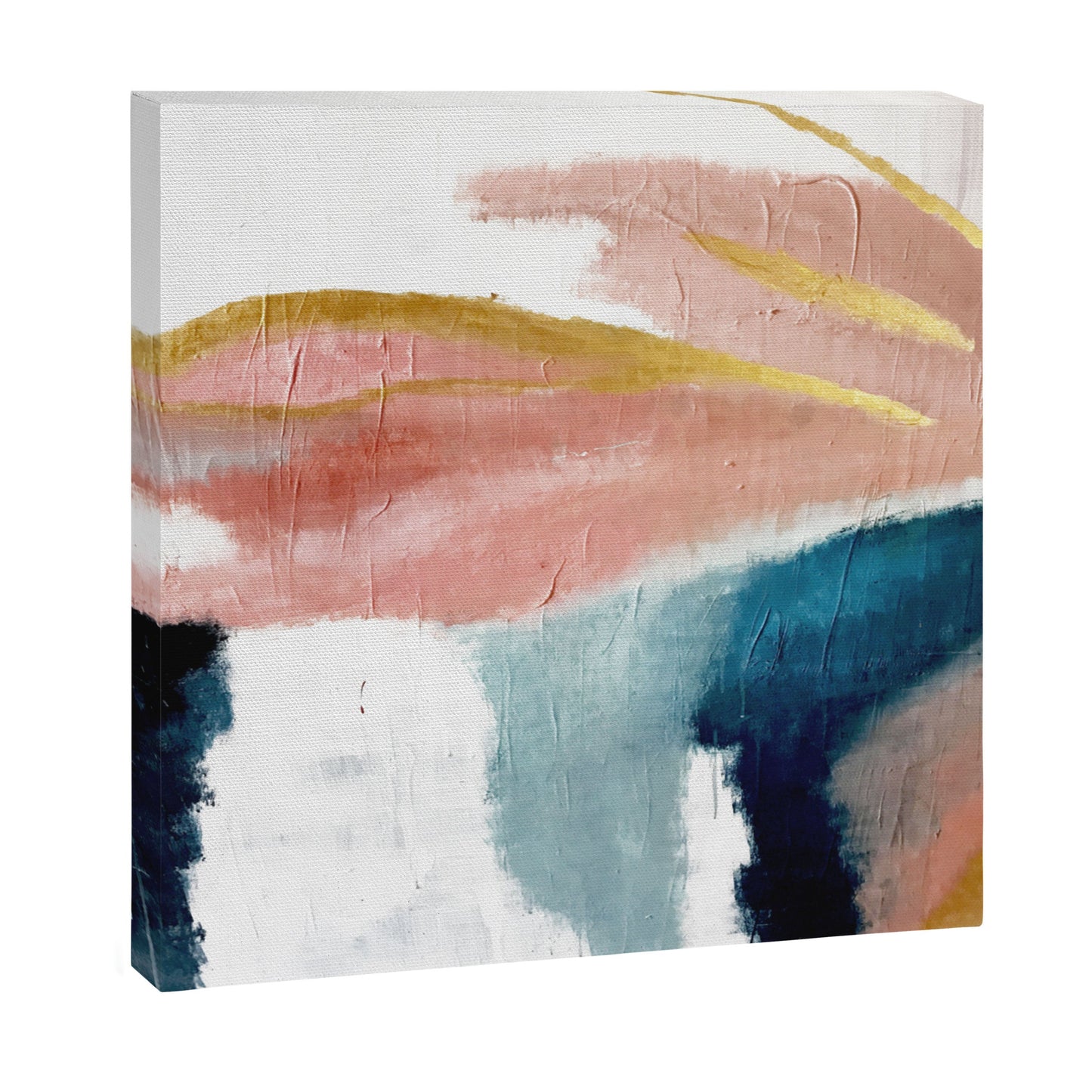 Exhale: a pretty, minimal, acrylic piece in pinks, blues, and gold Canvas Print Gallery Image 9
