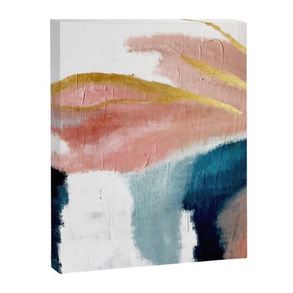 Exhale: a pretty, minimal, acrylic piece in pinks, blues, and gold Canvas Print Gallery Image 1