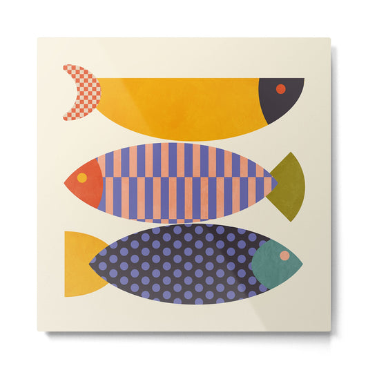 mid century abstract fishes Metal Print Gallery Image 2