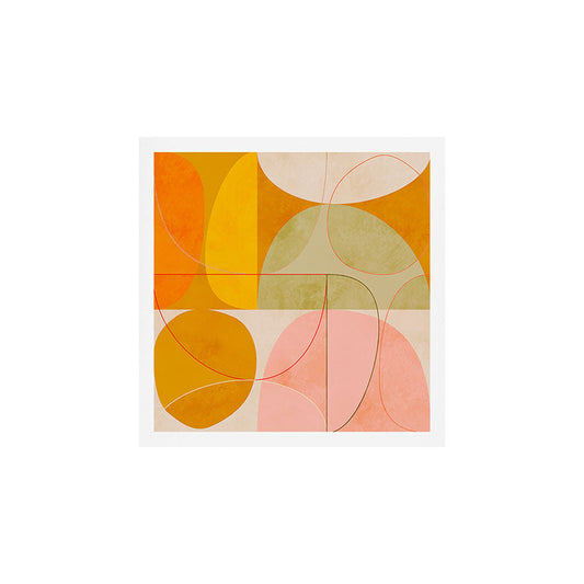 mid century geometric lines curry pink abstract art Art Print Gallery Image 1