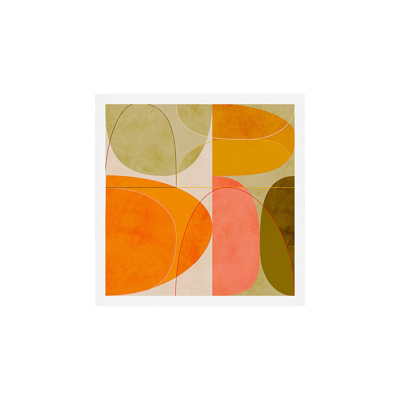 mid century geometric lines curry blush spring Art Print Gallery Image 1