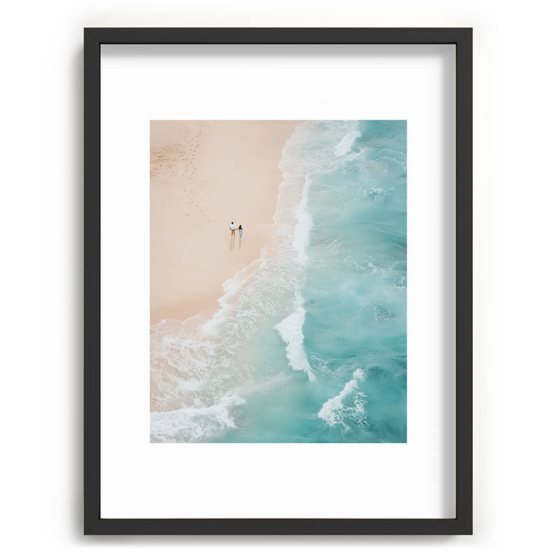 Couple on the Pastel Shore - Aerial Coastal Print Framed Art Print Gallery Image 60