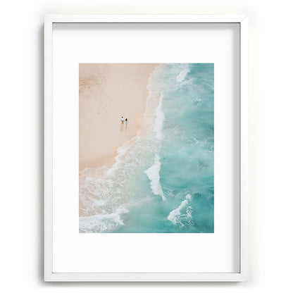 Couple on the Pastel Shore - Aerial Coastal Print Framed Art Print Gallery Image 78