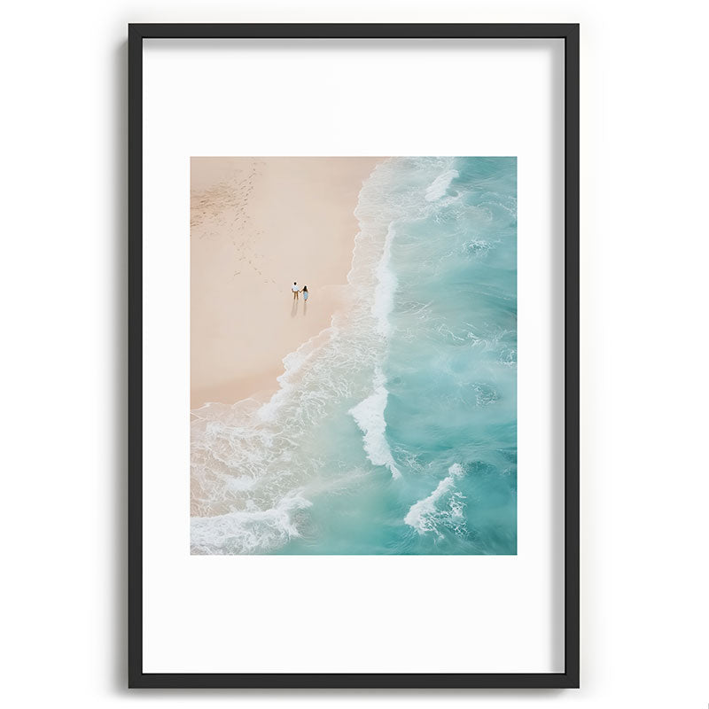 Couple on the Pastel Shore - Aerial Coastal Print Framed Art Print Gallery Image 62