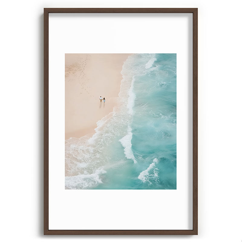 Couple on the Pastel Shore - Aerial Coastal Print Framed Art Print Gallery Image 68