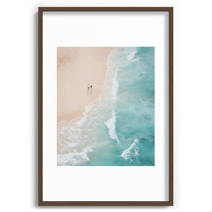 Couple on the Pastel Shore - Aerial Coastal Print Framed Art Print Gallery Image 68