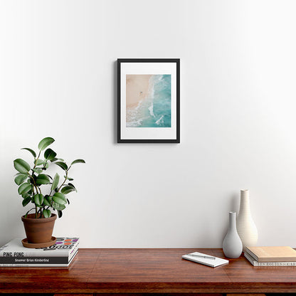 Couple on the Pastel Shore - Aerial Coastal Print Framed Art Print Gallery Image 3