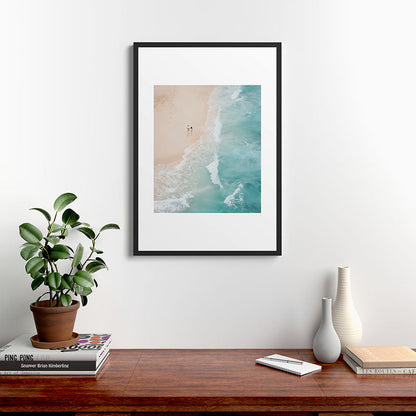 Couple on the Pastel Shore - Aerial Coastal Print Framed Art Print Gallery Image 6