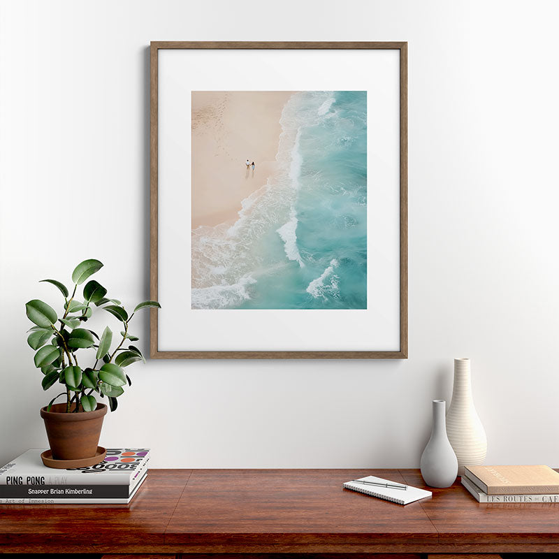 Couple on the Pastel Shore - Aerial Coastal Print Framed Art Print Gallery Image 14