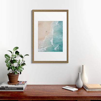 Couple on the Pastel Shore - Aerial Coastal Print Framed Art Print Gallery Image 41