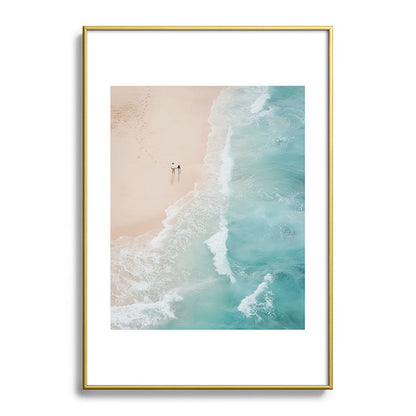 Couple on the Pastel Shore - Aerial Coastal Print Framed Art Print Gallery Image 90