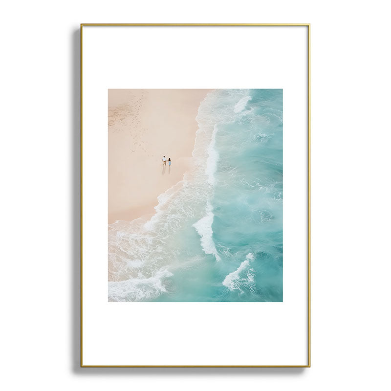 Couple on the Pastel Shore - Aerial Coastal Print Framed Art Print Gallery Image 93