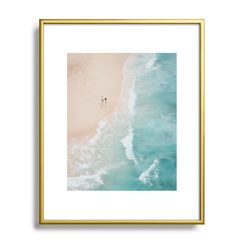 Couple on the Pastel Shore - Aerial Coastal Print Framed Art Print Gallery Image 88