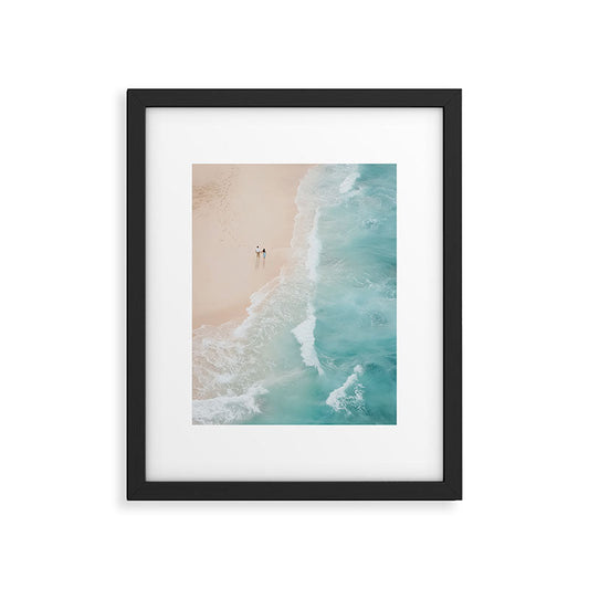 Couple on the Pastel Shore - Aerial Coastal Print Framed Art Print Gallery Image 1