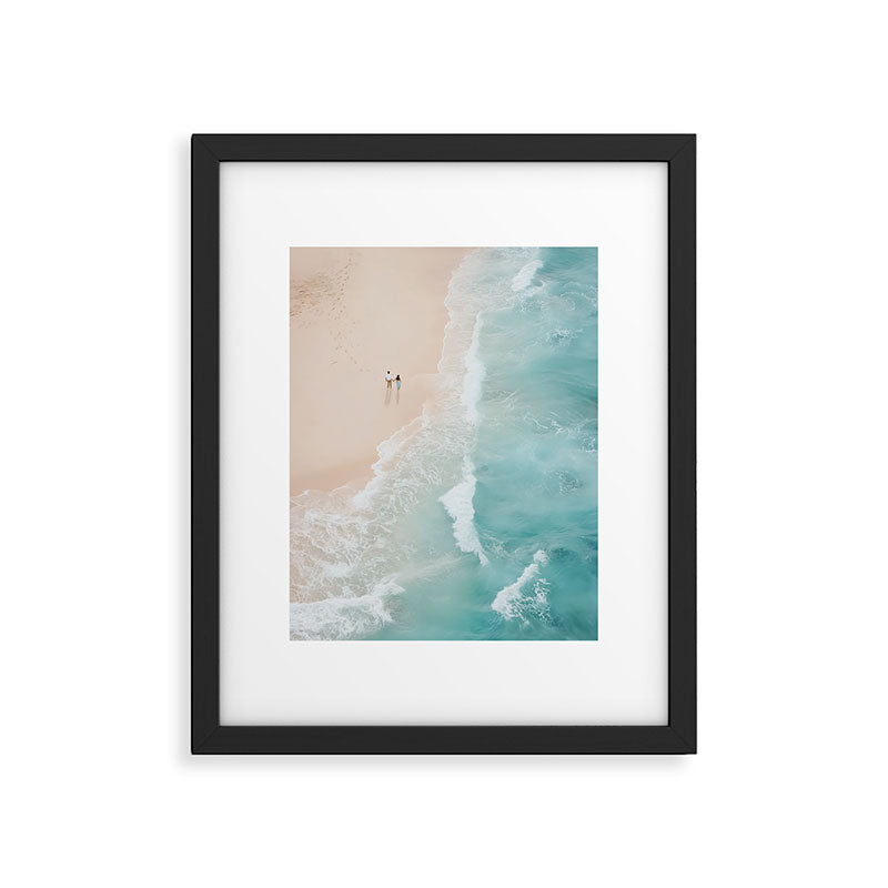 Couple on the Pastel Shore - Aerial Coastal Print Framed Art Print Gallery Image 2