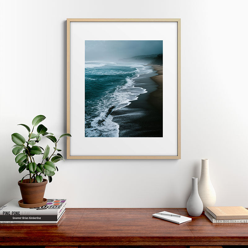 Misty Shoreline - Moody Ocean Photography Print Framed Art Print Gallery Image 21