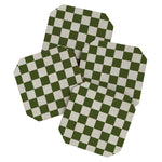 checkerboard hand-painted-olive Coaster Gallery Image 1