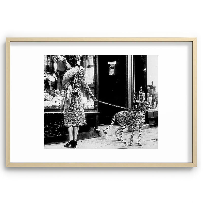 Woman Walking Pet Cheetah in London, 1939 Framed Art Print Gallery Image 74