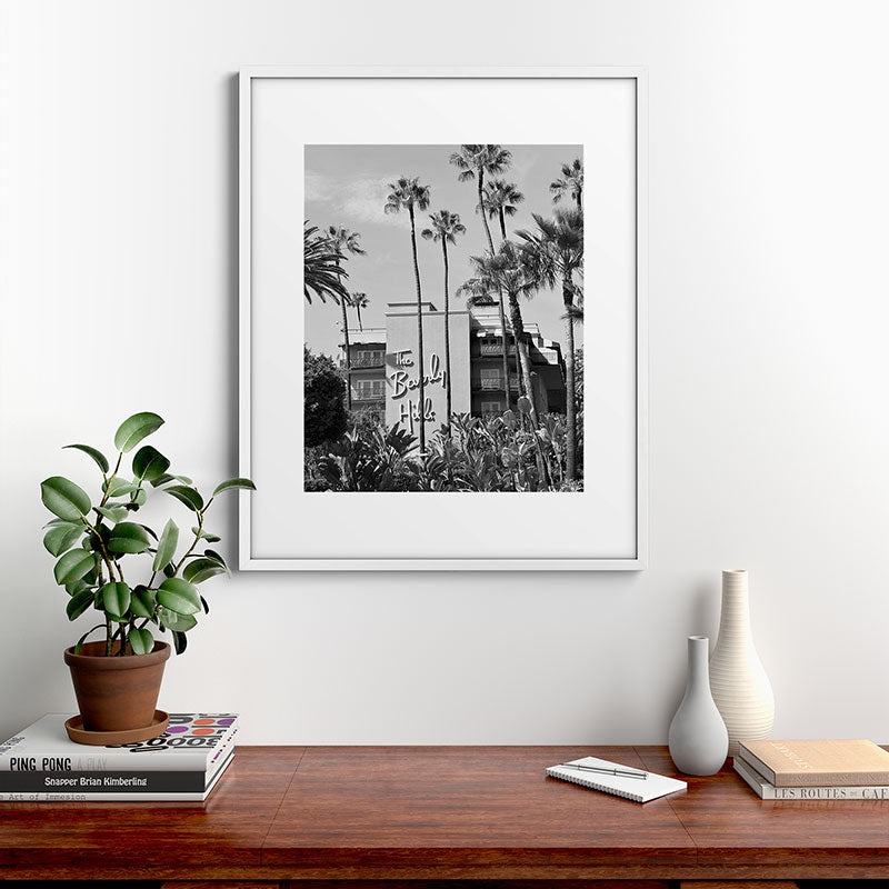 Beverly Hills Hotel, California black and white photograph / black and white photography Framed Art Print Gallery Image 39