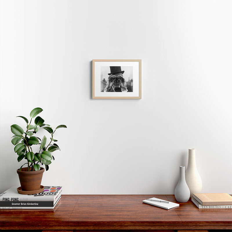 Derby Spectator watching ponies with opera glasses black and white photograph - photography - photographs Framed Art Print Gallery Image 22