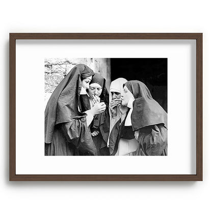Nuns smoking black and white photograph - photography - photographs portrait for home and wall decor Framed Art Print Gallery Image 92