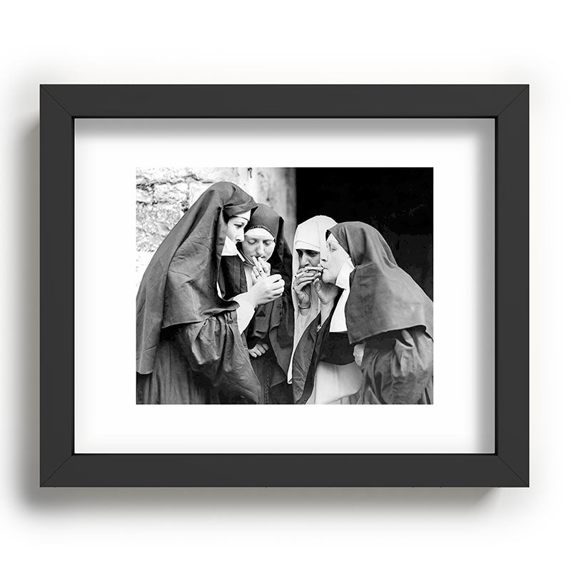 Nuns smoking black and white photograph - photography - photographs portrait for home and wall decor Framed Art Print Gallery Image 78