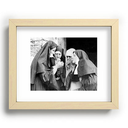 Nuns smoking black and white photograph - photography - photographs portrait for home and wall decor Framed Art Print Gallery Image 95
