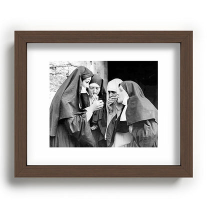 Nuns smoking black and white photograph - photography - photographs portrait for home and wall decor Framed Art Print Gallery Image 88