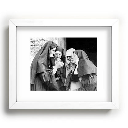 Nuns smoking black and white photograph - photography - photographs portrait for home and wall decor Framed Art Print Gallery Image 103