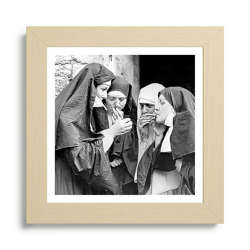 Nuns smoking black and white photograph - photography - photographs portrait for home and wall decor Framed Art Print Gallery Image 68