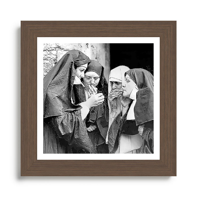 Nuns smoking black and white photograph - photography - photographs portrait for home and wall decor Framed Art Print Gallery Image 57