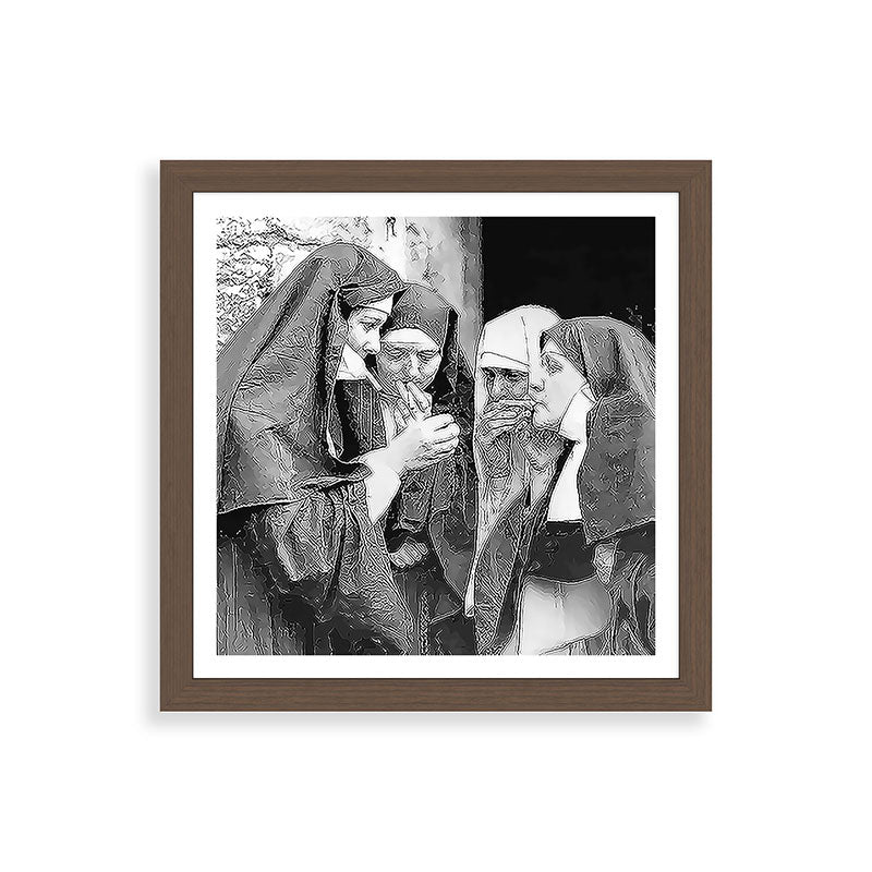 Nuns smoking black and white photograph - photography - photographs portrait for home and wall decor Framed Art Print Gallery Image 60