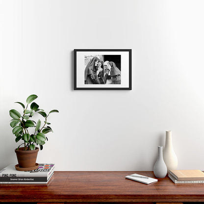 Nuns smoking black and white photograph - photography - photographs portrait for home and wall decor Framed Art Print Gallery Image 4