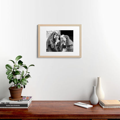 Nuns smoking black and white photograph - photography - photographs portrait for home and wall decor Framed Art Print Gallery Image 64