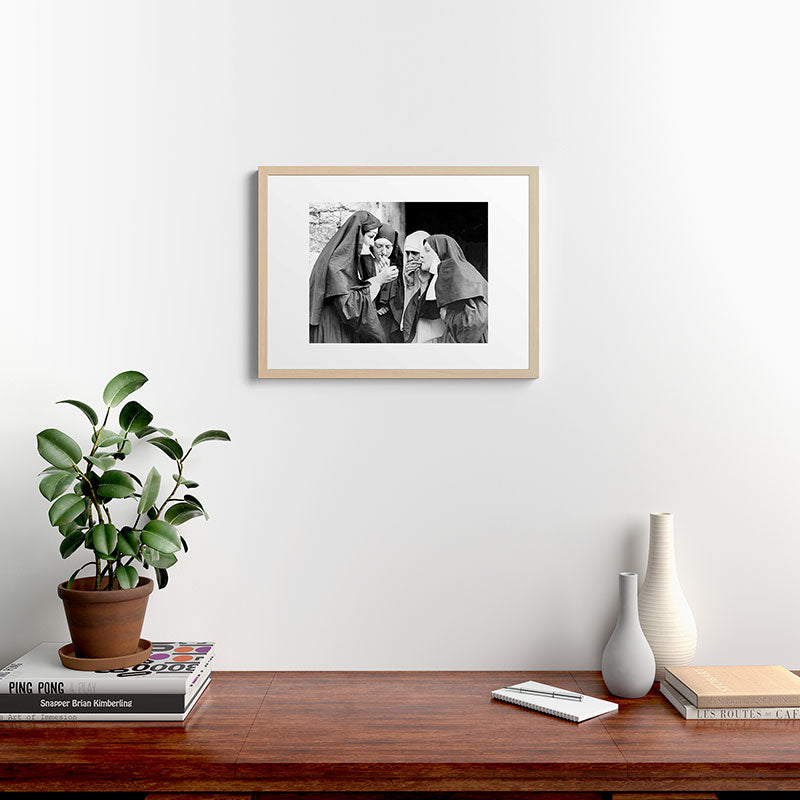 Nuns smoking black and white photograph - photography - photographs portrait for home and wall decor Framed Art Print Gallery Image 26