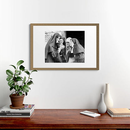 Nuns smoking black and white photograph - photography - photographs portrait for home and wall decor Framed Art Print Gallery Image 56