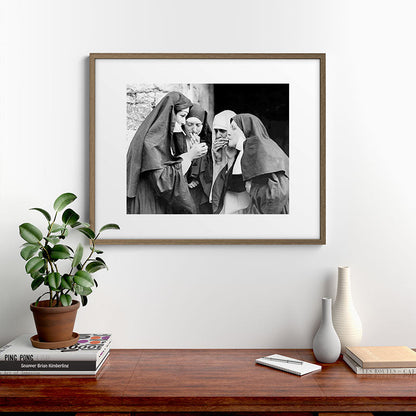 Nuns smoking black and white photograph - photography - photographs portrait for home and wall decor Framed Art Print Gallery Image 19