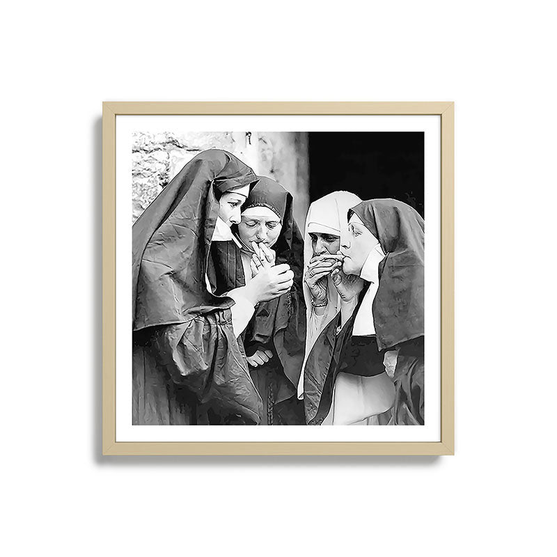 Nuns smoking black and white photograph - photography - photographs portrait for home and wall decor Framed Art Print Gallery Image 27