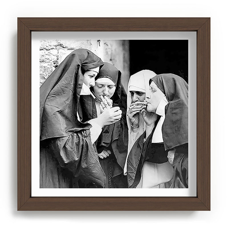 Nuns smoking black and white photograph - photography - photographs portrait for home and wall decor Framed Art Print Gallery Image 98