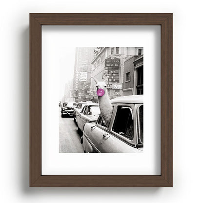 Perfect Pink Bubble Gum Llama taking a New York Taxi black and white photograph Framed Art Print Gallery Image 88